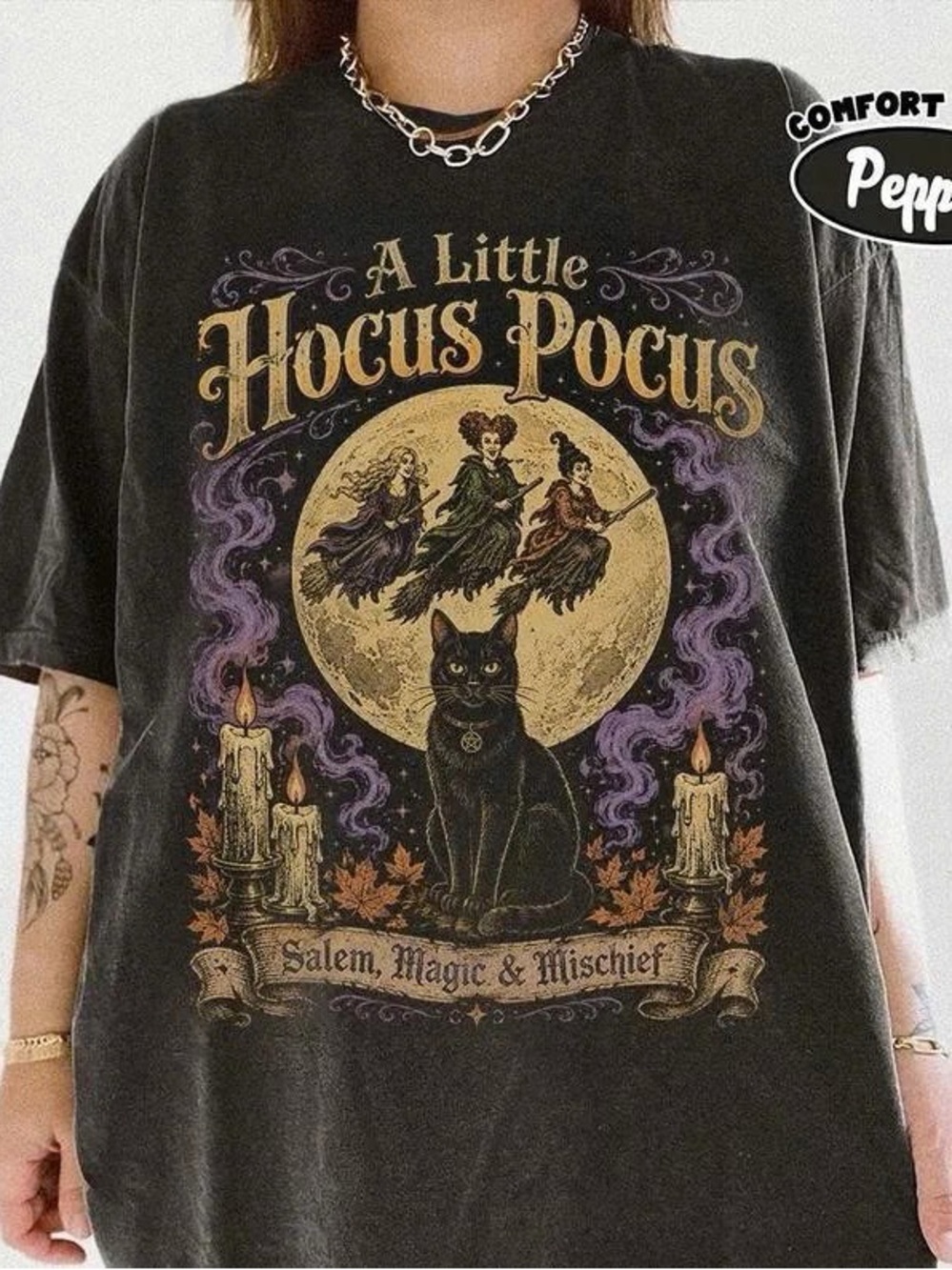A Little Hocus Pocus Black Graphic Tee - Salem Magic & Mischief
